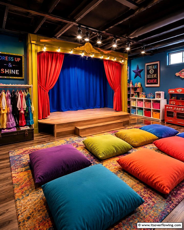 DIY Stage for Performances - 25 Fun Basement Playroom Ideas for Kids of All Ages