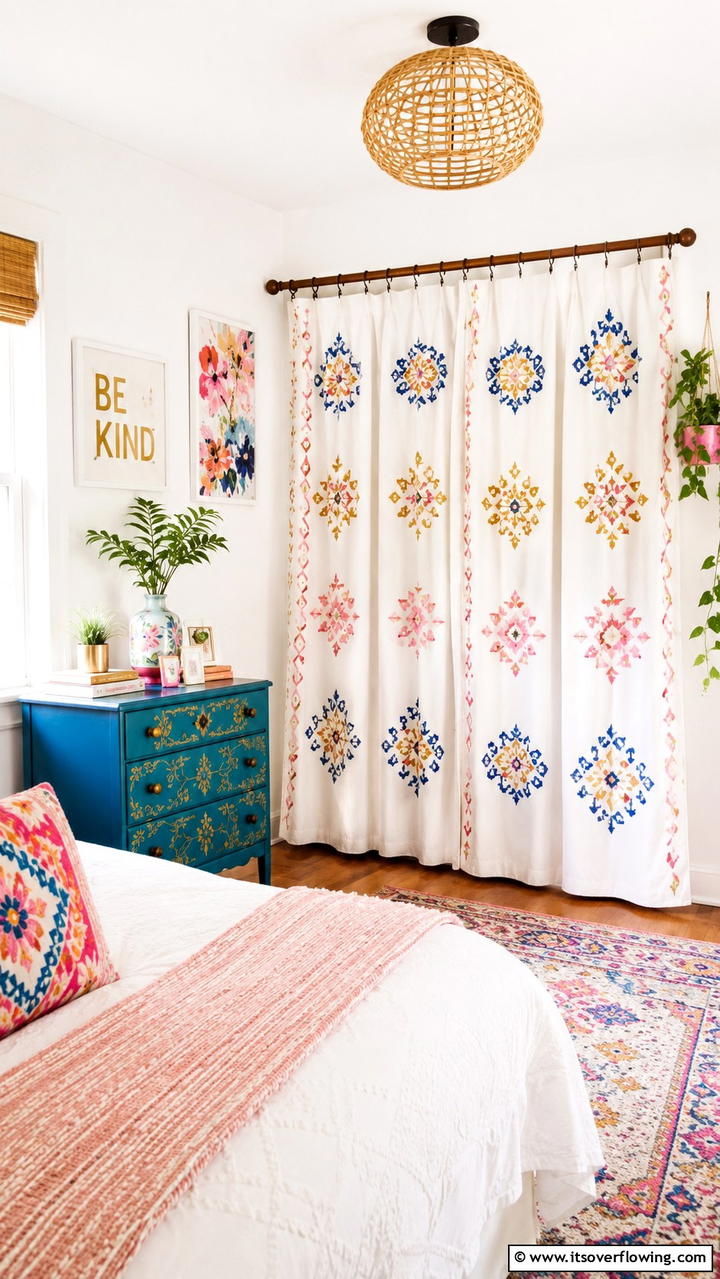 DIY Stenciled Creativity - 30 Closet Curtain Ideas for Stylish and Practical Storage