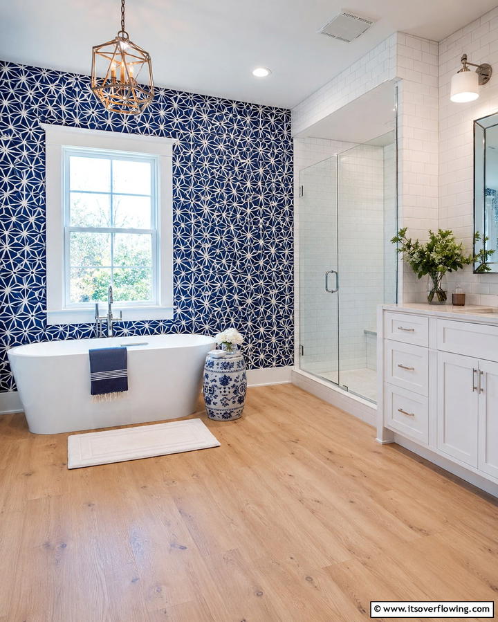 DIY Stenciled Patterns - 30 Stunning Bathroom Wall Ideas to Elevate Your Space