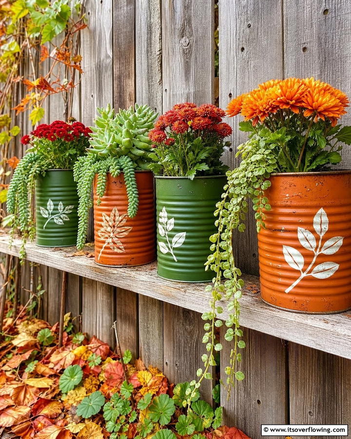 DIY Tin Can Planter - 21 Fall Planter Ideas to Refresh Your Outdoor Spaces