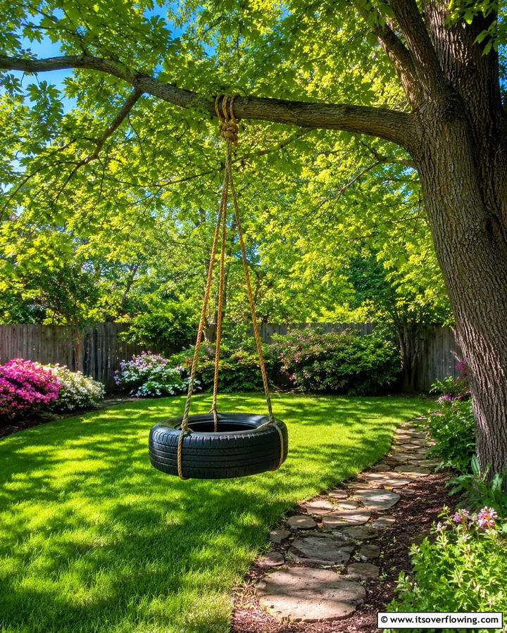 DIY Tire Swing - 25 Backyard Ideas for Kids to Create Fun Outdoor Spaces