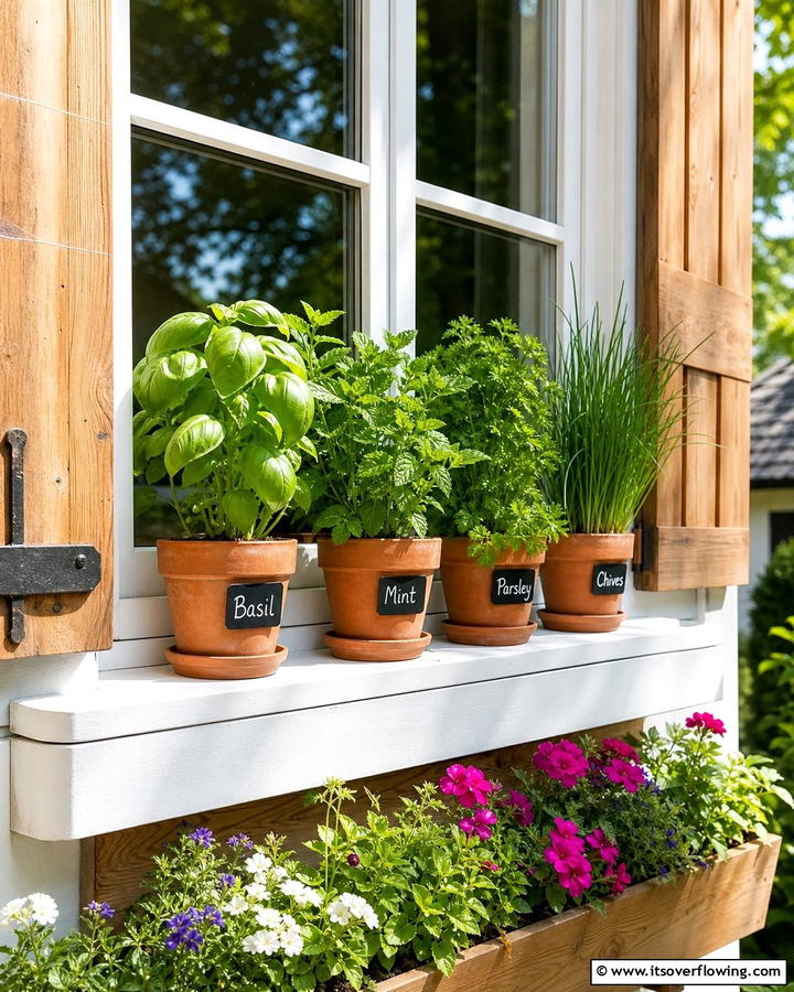 DIY Window Sill Herb Garden - 30 Budget Small Garden Ideas to Transform Outdoor Space