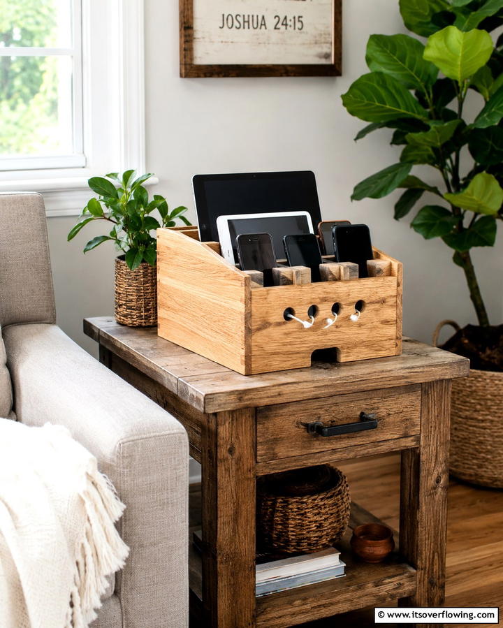 DIY Wooden Charging Box - 25 Smart Charging Station Ideas for a Tidy Home