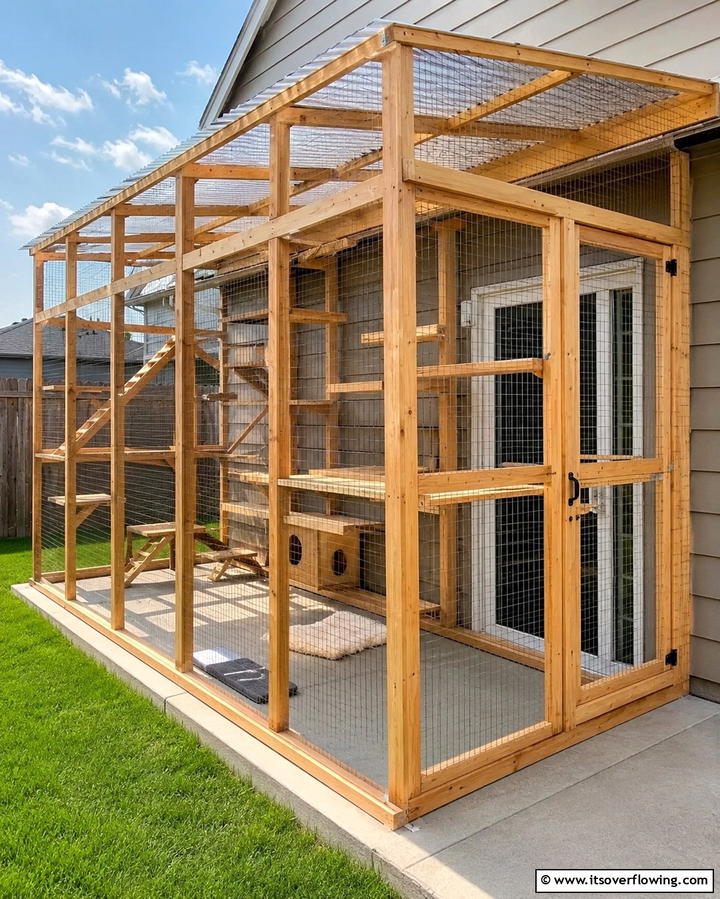 DIY Wooden Frame Catio - 25 Outdoor Catio Ideas for Your Feline Friends