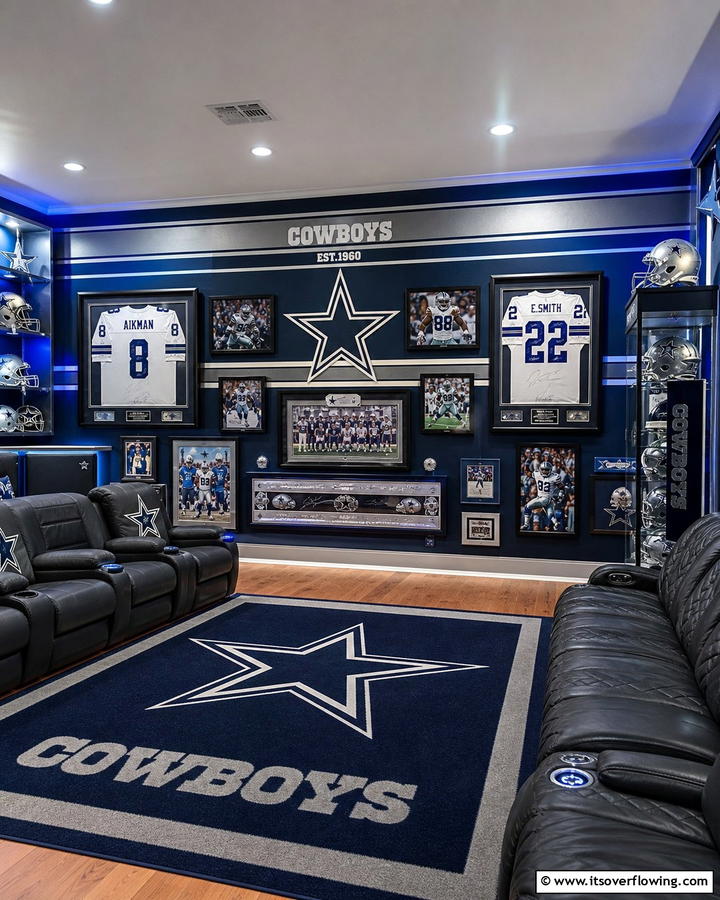 Dallas Cowboys Theme Wall - 20 Dallas Cowboys Man Cave Ideas for True Fans