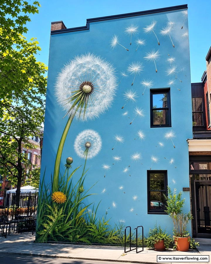 Dandelion Dreams in the Wind - 20 Stunning Flower Murals on Buildings Around the World