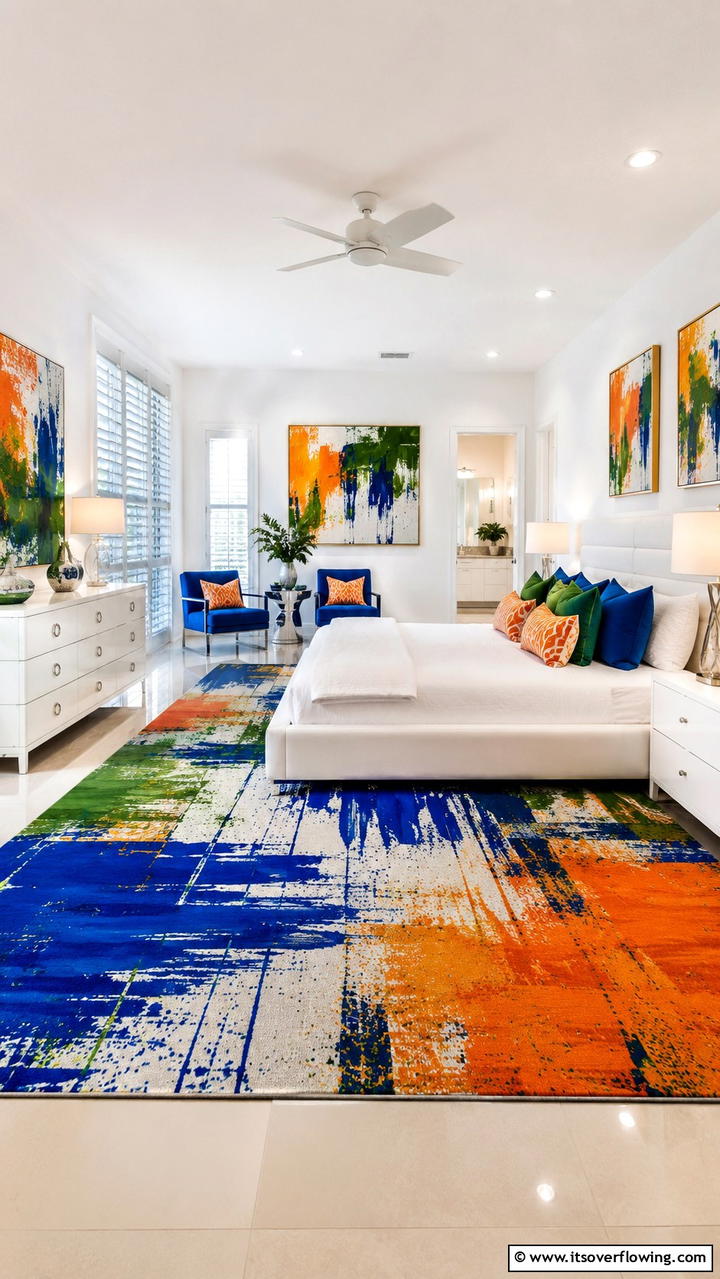 Daring Abstract Prints - 30 Bedroom Rug Ideas to Anchor and Elevate Your Decor