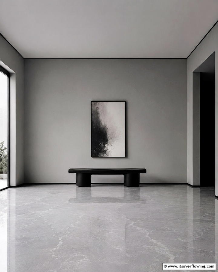 Daring Minimalism - 30 Living Room Grey Walls & Black Trim- Bold Contrast Ideas
