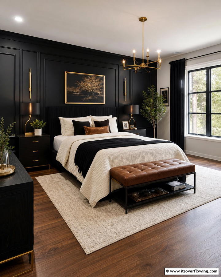 Dark Accent Walls for a Bold Statement - 20 Black and Brown Bedroom Ideas for a Cozy Retreat