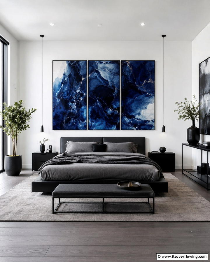 Dark Blue Art Pieces - 25 Moody Blue Bedroom Ideas for a Relaxing Space