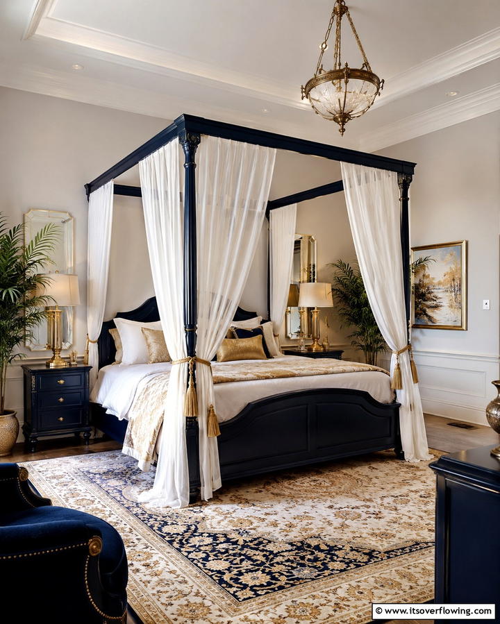 Dark Blue Canopy Bed - 25 Dark Blue Bedroom Ideas for Cozy Nights