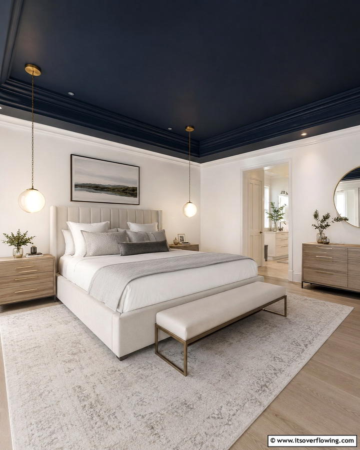 Dark Blue Ceiling - 25 Dark Blue Bedroom Ideas for Cozy Nights