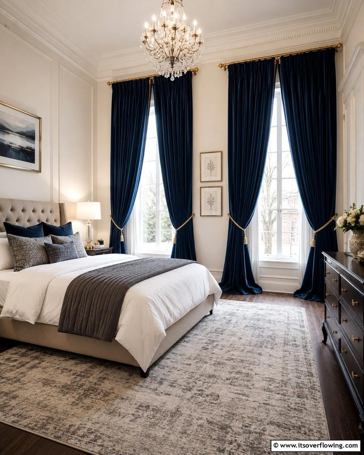 Dark Blue Curtains - 25 Dark Blue Bedroom Ideas for Cozy Nights