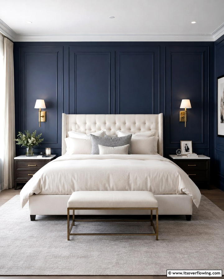 Dark Blue Paneling - 25 Dark Blue Bedroom Ideas for Cozy Nights