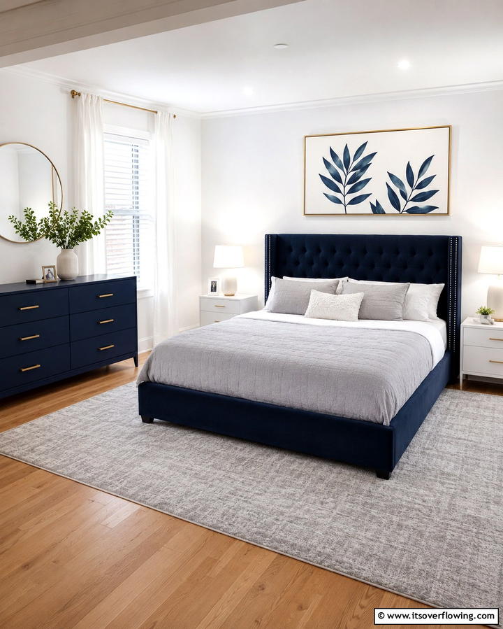 Dark Blue Statement Furniture - 25 Dark Blue Bedroom Ideas for Cozy Nights