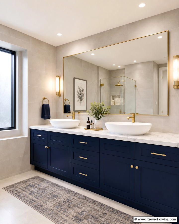 Dark Blue Vanity - 25 Blue Bathroom Ideas for a Serene Retreat