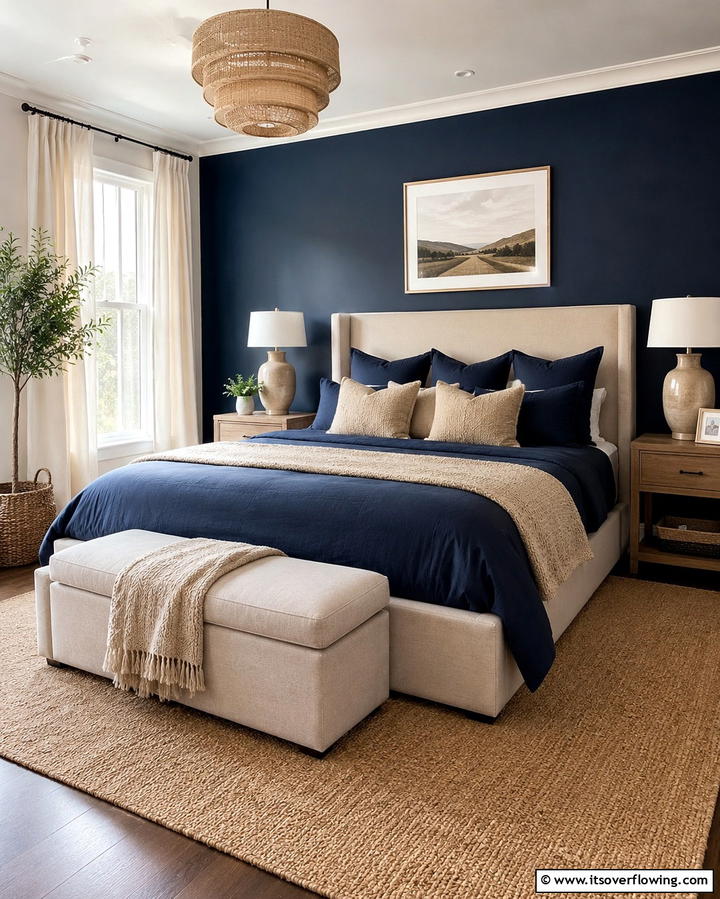 Dark Blue and Beige Palette - 25 Dark Blue Bedroom Ideas for Cozy Nights