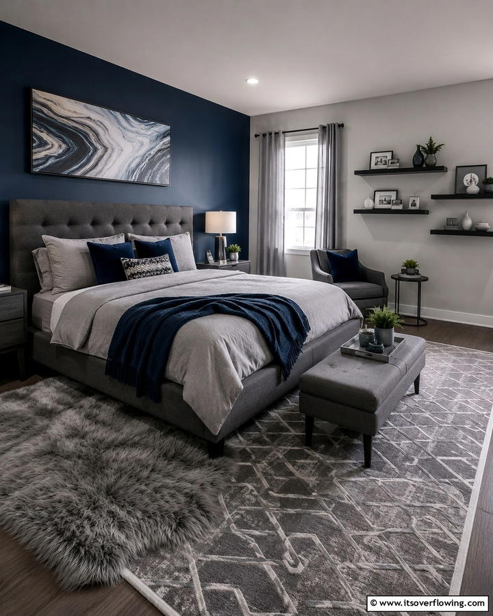 Dark Blue and Gray Palette - 25 Dark Blue Bedroom Ideas for Cozy Nights