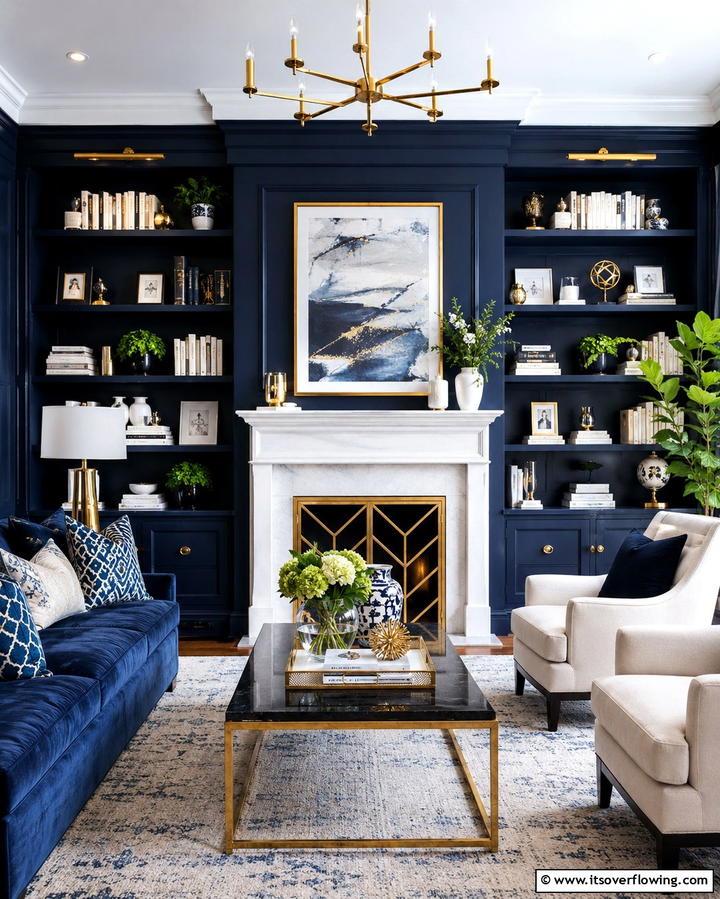 Dark Bookshelves for Dramatic Contrast - 30 Fireplace with Bookshelves Ideas for Cozy Literary Nooks