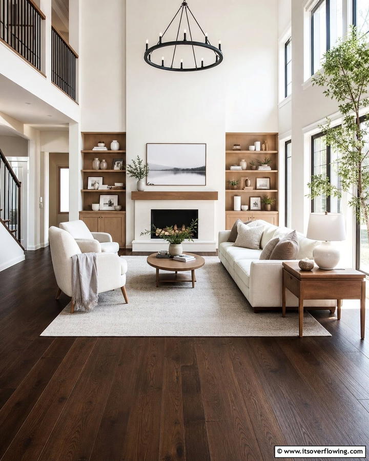Dark Brown Flooring for Grounded Design - 25 Brown Living Room Ideas for Warm and Cozy Vibes