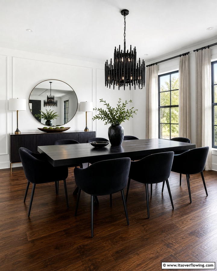 Dark Brown Flooring with Black Furniture - 20 Black and Brown Interior Design Ideas for Modern Homes