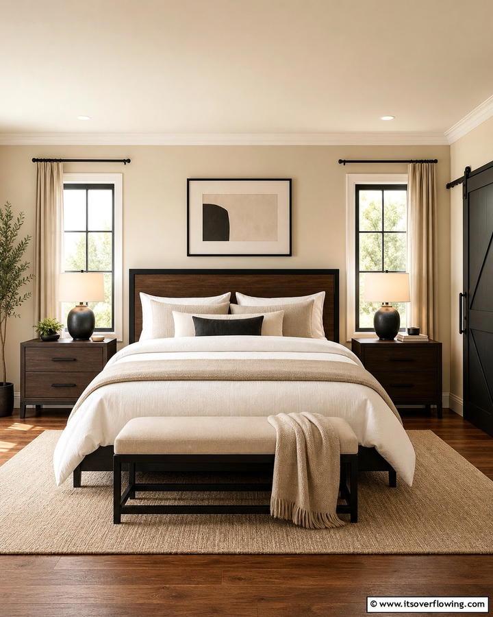Dark Brown Nightstands with Black Hardware - 20 Black and Brown Bedroom Ideas for a Cozy Retreat