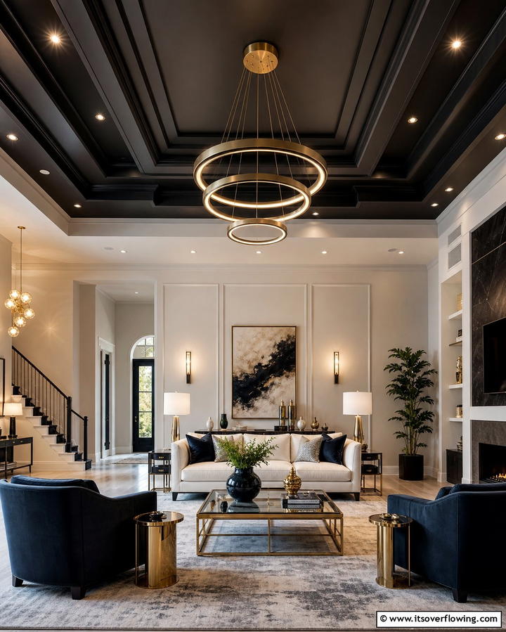 Dark Ceiling Design - 25 Dark Living Room Ideas for a Moody and Chic Space
