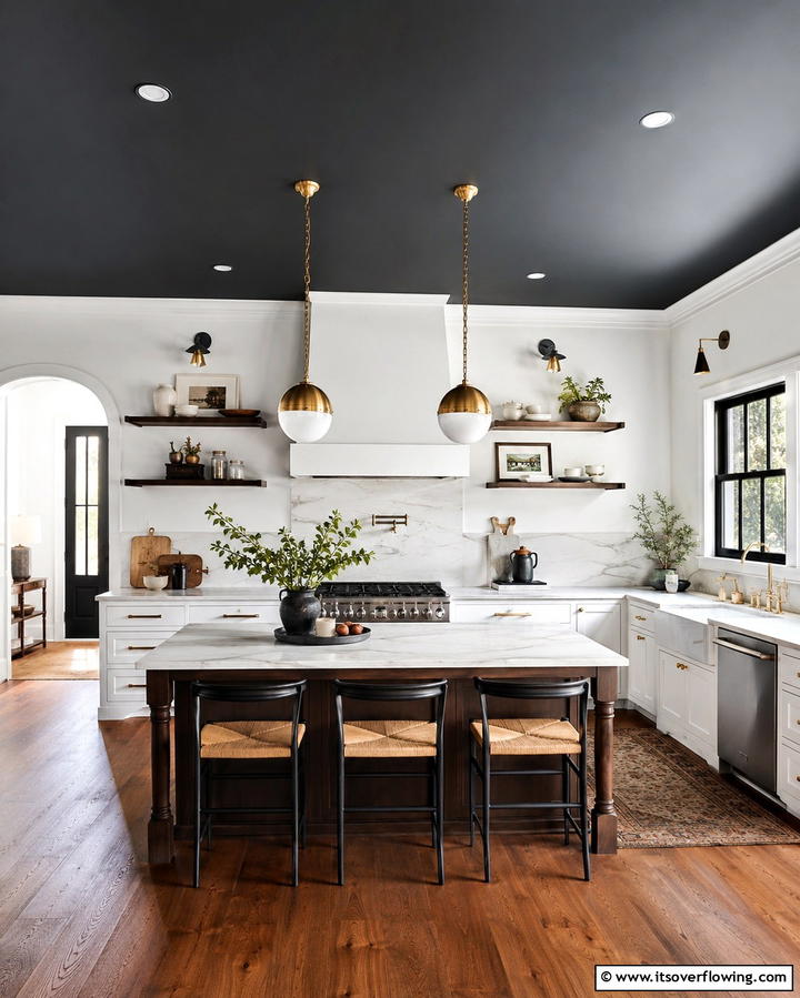 Dark Ceiling for Drama - 25 Dark Kitchen Ideas for a Bold and Modern Look