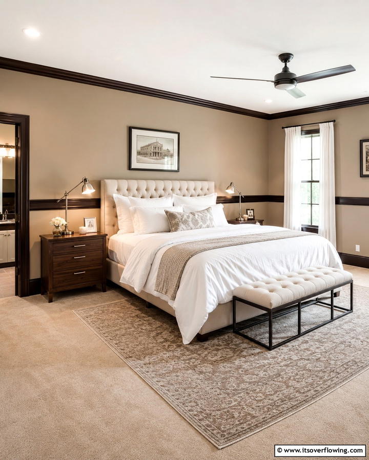 Dark Chair Rail for Sophistication - 30 Stylish Chair Rail Molding Ideas to Elevate Your Interiors