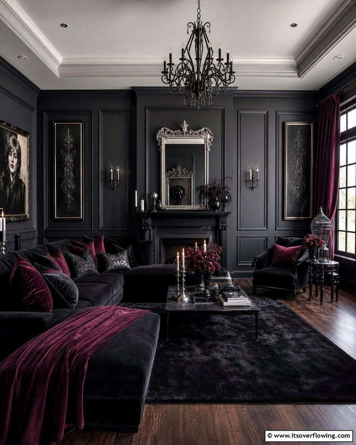 Dark Color Palette - 25 Gothic Living Room Ideas for a Dramatic Space