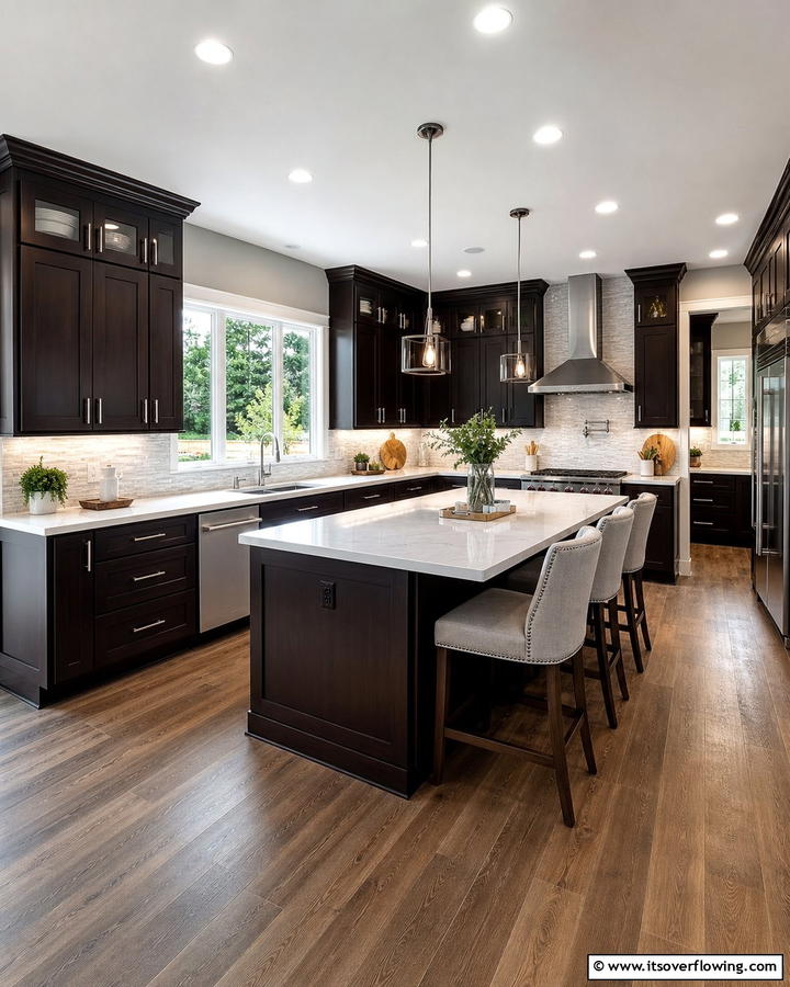 Dark Espresso Cabinets for a Dramatic Effect - 20 Brown Kitchen Cabinets Ideas for a Warm and Inviting Space