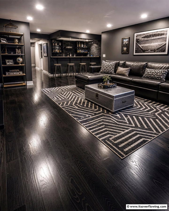 Dark Flooring for a Polished Look - 20 Black Man Cave Ideas for a Masculine Retreat