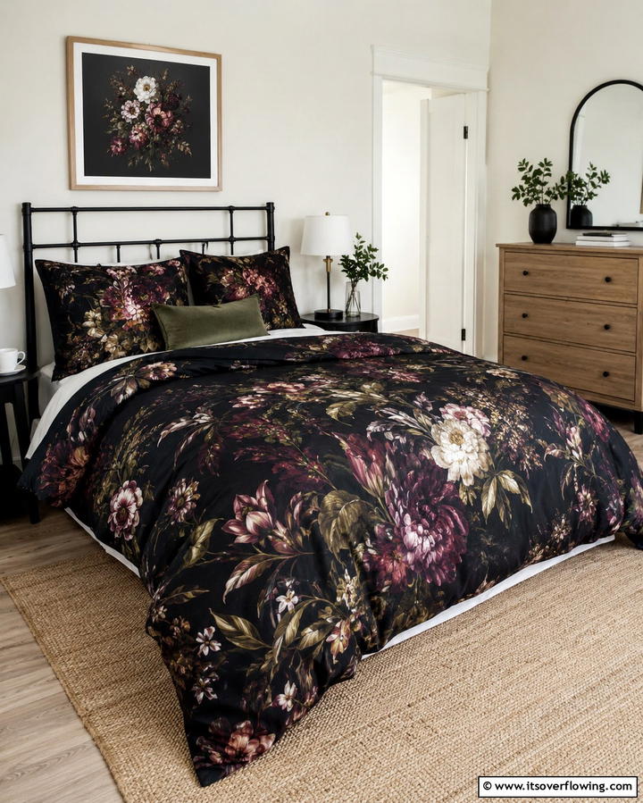 Dark Floral Patterns - 25 Gothic Bedroom Ideas for a Dark and Romantic Retreat