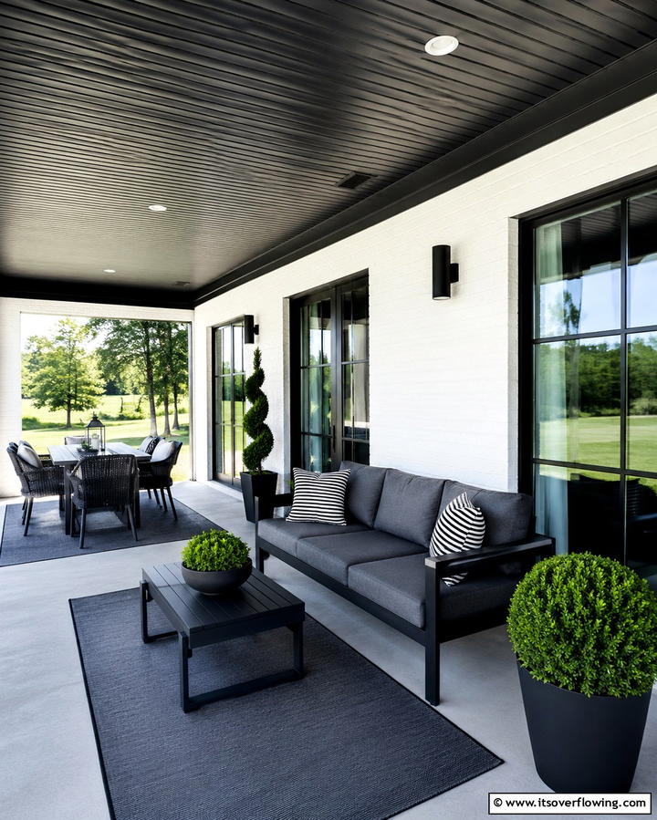 Dark Gray Vinyl for a Bold Statement - 20 Vinyl Porch Ceiling Ideas for a Stunning Outdoor Look