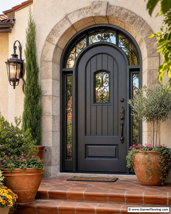 Dark Gray with Arched Design - 20 Dark Gray Front Door Ideas for a Modern Entryway