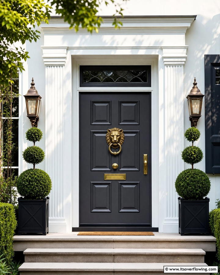 Dark Gray with Statement Knocker - 20 Dark Gray Front Door Ideas for a Modern Entryway