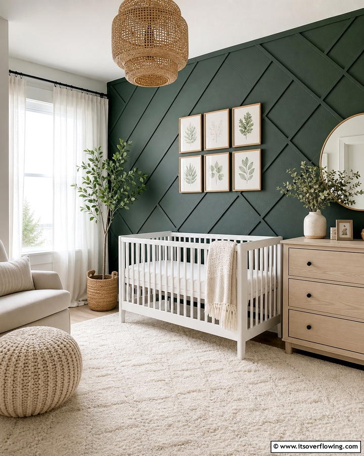 Dark Green Accent Wall - 20 Dark Green Nursery Ideas for a Calming Space