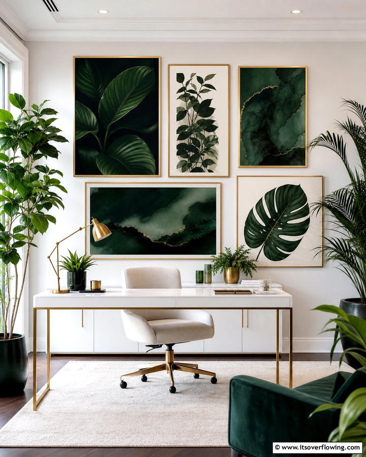 Dark Green Art Pieces - 25 Dark Green Office Ideas for a Sophisticated Look