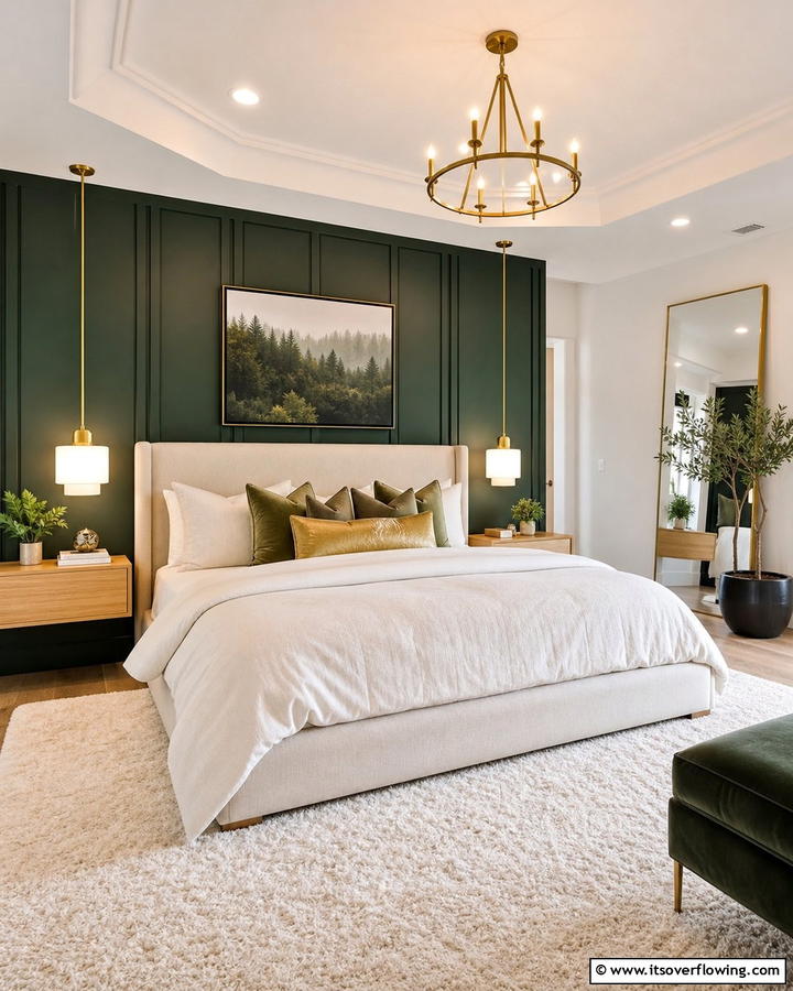 Dark Green Bedroom Haven - 21 Dark Green Accent Wall Ideas for Dramatic Interiors