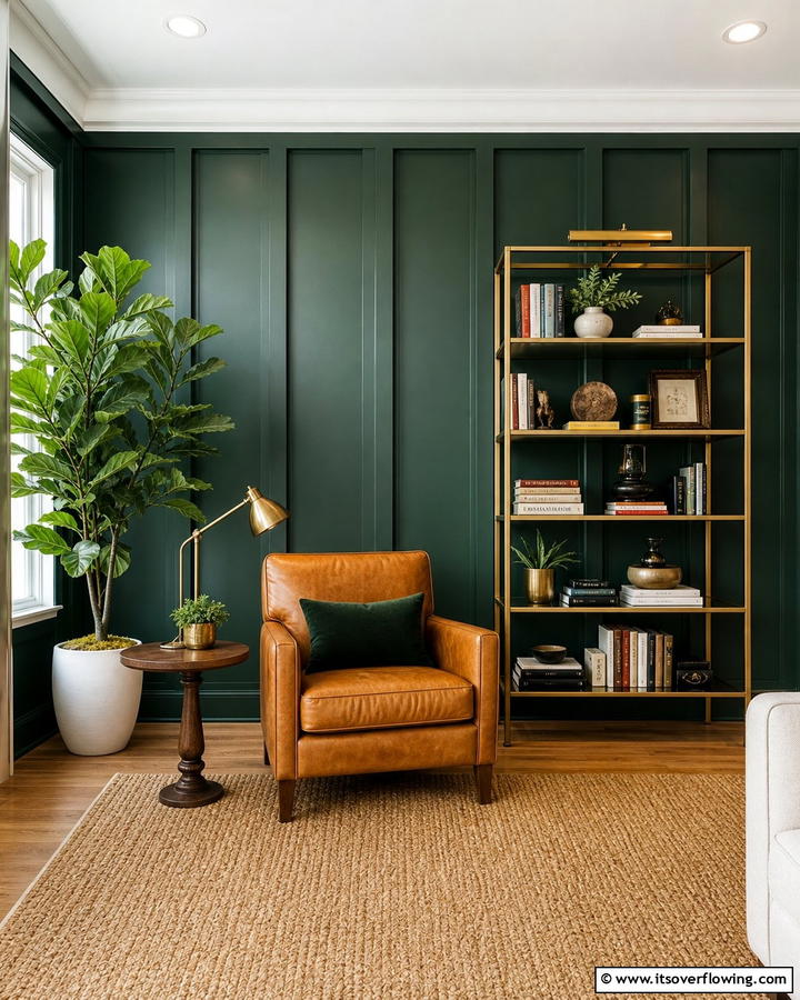Dark Green Board and Batten Wall - 25 Board and Batten Wall Ideas to Elevate Your Home’s Interior