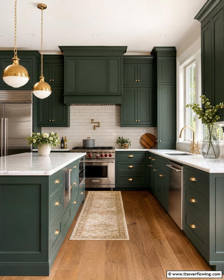 Dark Green Cabinet Elegance - 21 Dark Green Kitchen Ideas for Bold Cabinetry