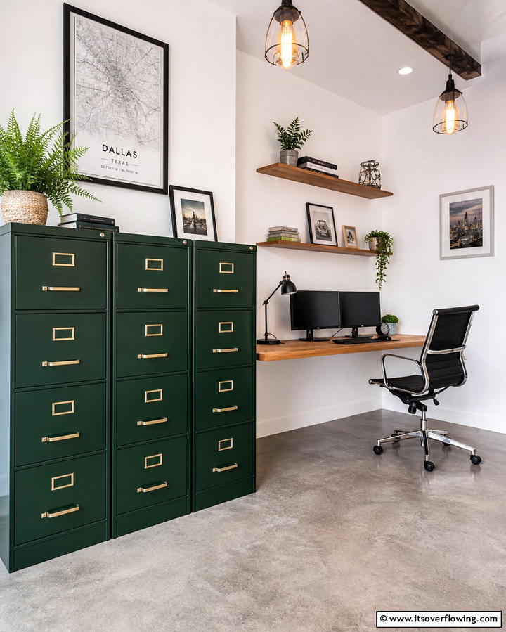 Dark Green Filing Cabinets - 25 Dark Green Office Ideas for a Sophisticated Look