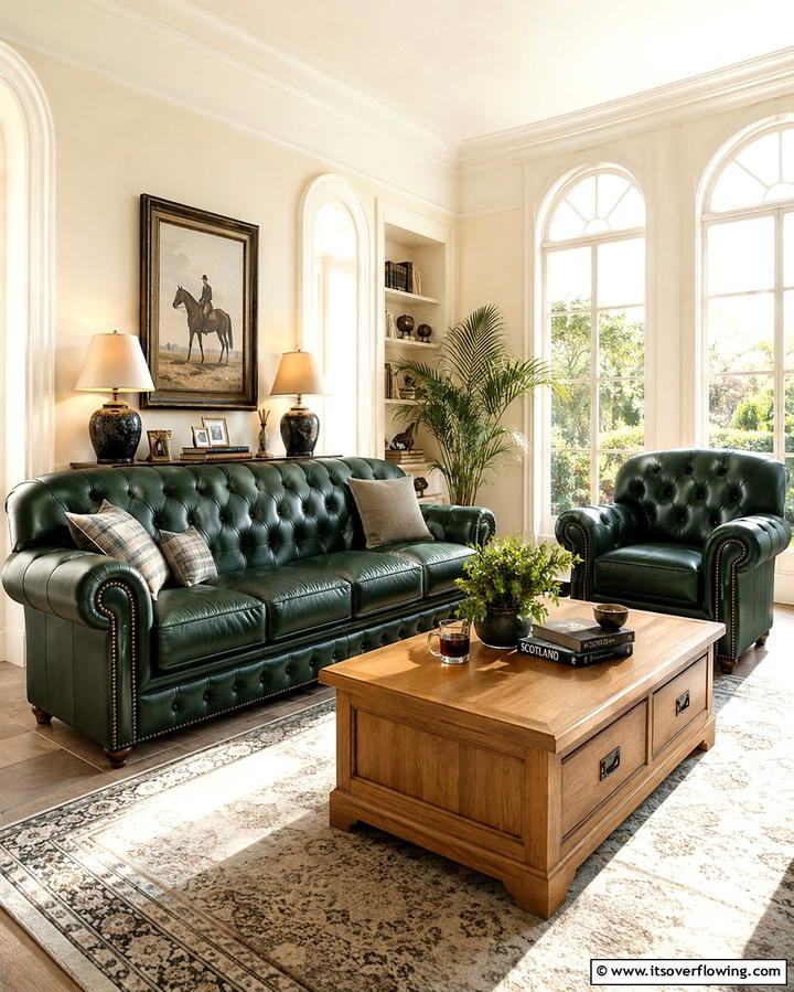 Dark Green Leather Furniture - 30 Rich Dark Green Living Room Designs for Cozy Elegance
