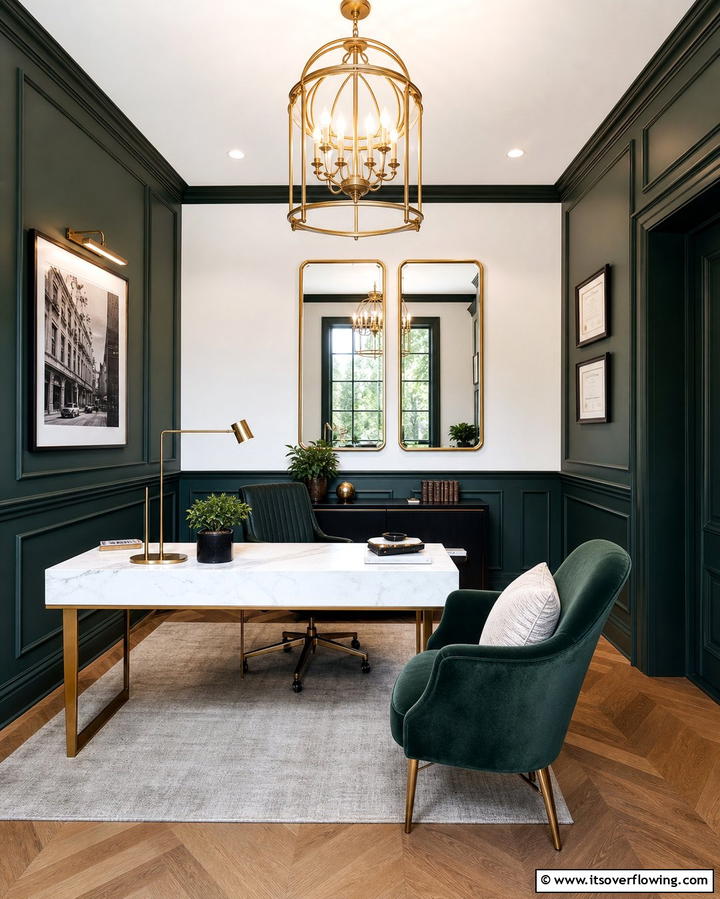 Dark Green Paneling - 25 Dark Green Office Ideas for a Sophisticated Look