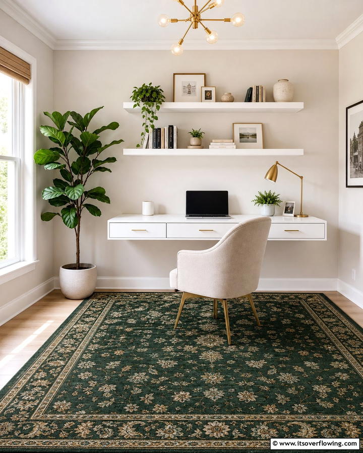 Dark Green Rug - 25 Dark Green Office Ideas for a Sophisticated Look