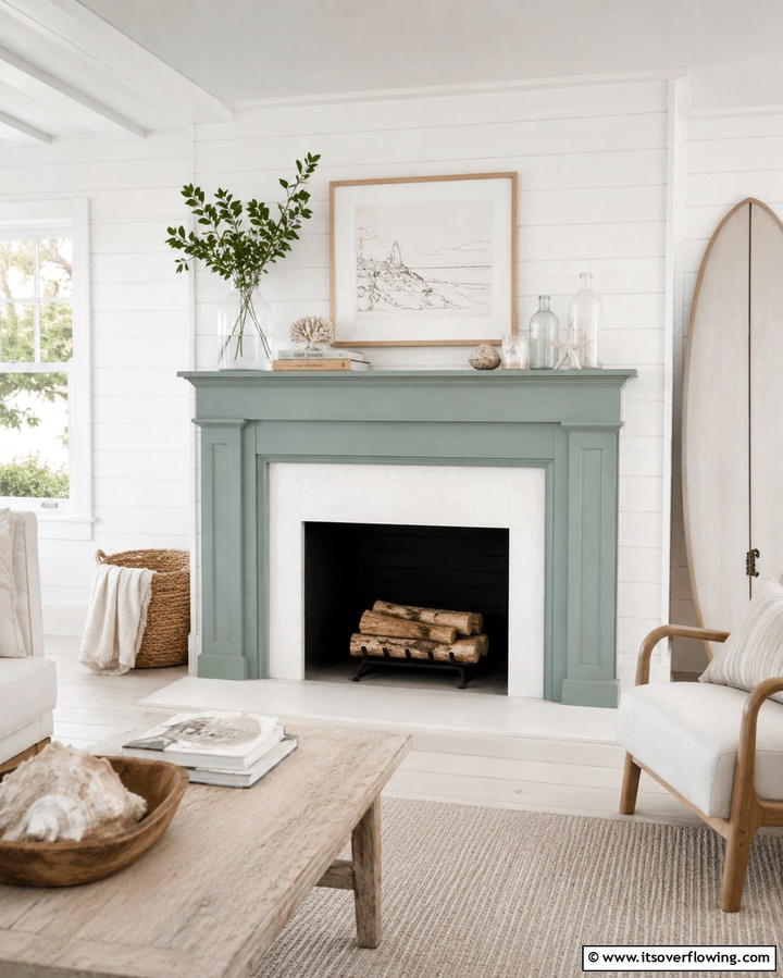 Dark Green Shiplap Surround - 25 Green Fireplace Ideas for a Cozy and Eco-Friendly Home
