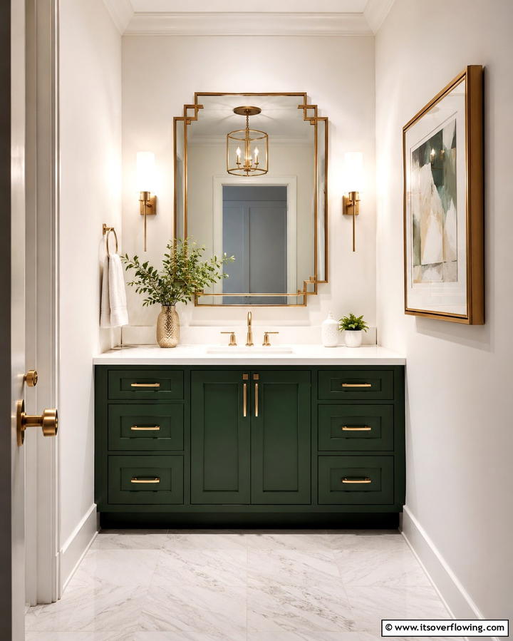 Dark Green Vanity - 25 Green Powder Room Ideas for a Fresh Look