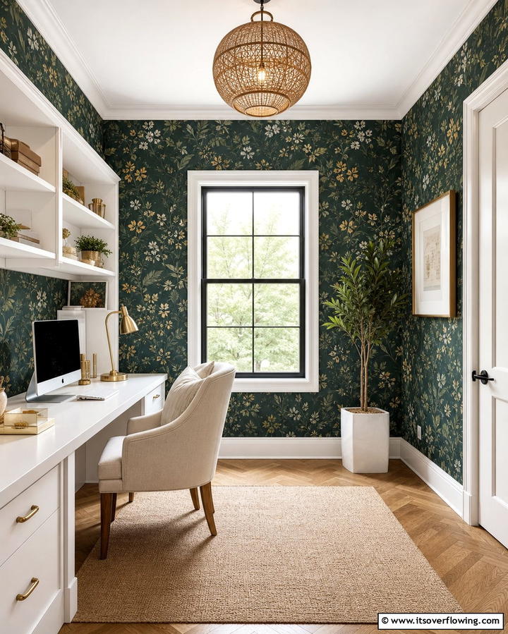 Dark Green Wallpaper - 25 Dark Green Office Ideas for a Sophisticated Look