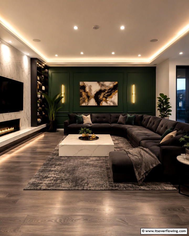 Dark Green and Charcoal Grey Duo - 25 Green and Grey Living Room Ideas for Modern Homes