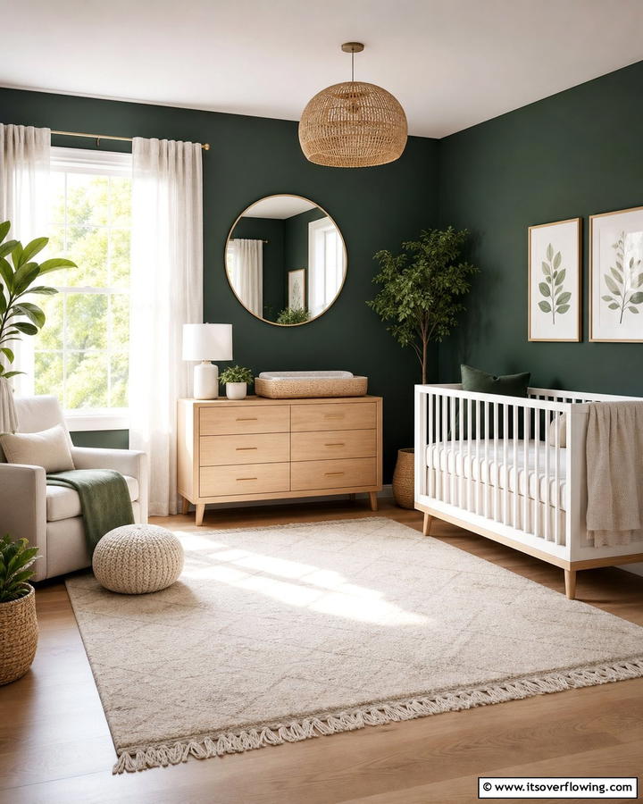 Dark Green and Natural Light - 20 Dark Green Nursery Ideas for a Calming Space